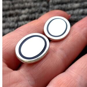 Tiffany & Co. 925 Sterling Silver Blue Enamel Men Cufflinks Authentic Genuine